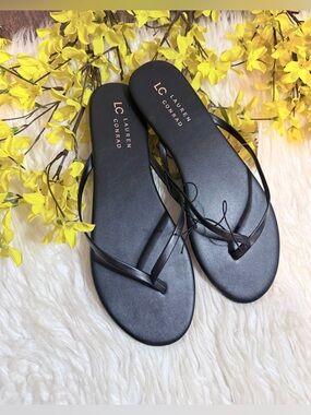 Kohl's LC Lauren Conrad Black Thin-Strap Flip Sandals